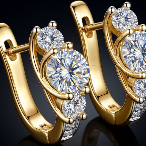 ISADORA Creolen 14K Gold – am Ohr einer Frau mit hochgestecktem Haar, eleganter Alltags- und Abendschmuck, Uniqal