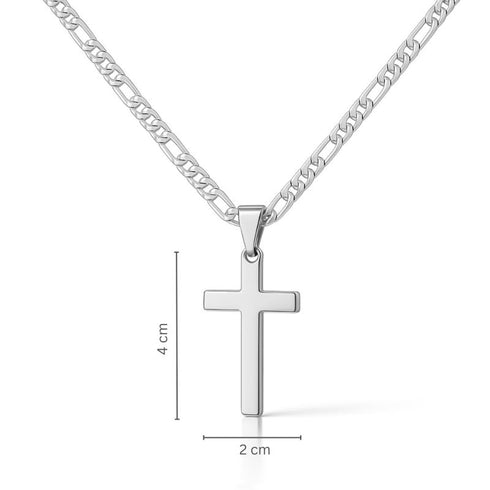 Stilvolle Kreuzkette in Silberoptik mit realistischer Schattenwirkung – eleganter Herrenschmuck