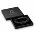 Gravierbares schwarzes Lederarmband mit Anker Symbol, Geschenkbox und hochwertiger Verarbeitung