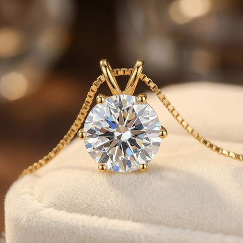 D-farbloser 3 Karat Stein in 14K Goldfassung – intensive Lichtbrechung