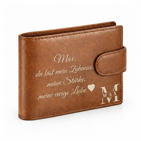 Echtleder Portemonnaie mit individueller Namensgravierung für Männer