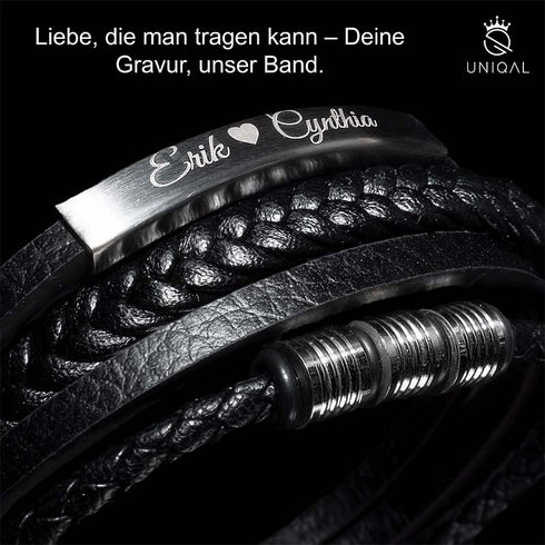 personalisiertes Lederarmband herren silver