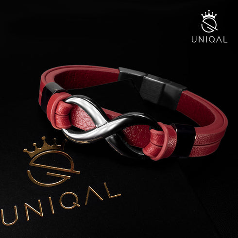 rotes lederarmband unendlichkeit zeichen symbol freundschaftsarmband infinity uniqal