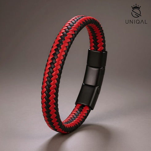 Urbanes Uniqal Armband aus Leder und Edelstahl – perfektes Statement für moderne Männer, Sportliebhaber und City-Fans.