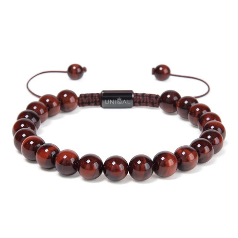 Rotes Tigerauge Perlenarmband 8mm einreihig – handgefertigter Unisex Schmuck von Uniqal