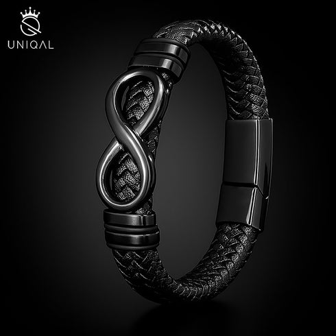 Armband mit Gravur Leder Herren Infinity unendlichkeit Uniqal