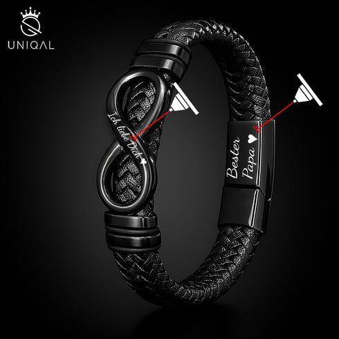Armband mit Gravur Leder Herren Infinity unendlichkeit Uniqal