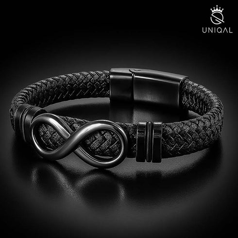 Armband mit Gravur Leder Herren Infinity unendlichkeit Uniqal