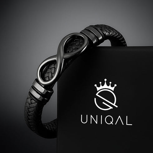 Armband mit Gravur Leder Herren Infinity unendlichkeit Uniqal
