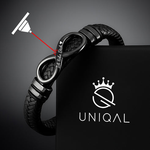 Armband mit Gravur Leder Herren Infinity unendlichkeit Uniqal