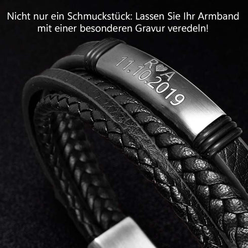 Lederarmband herren schwarz uniqal