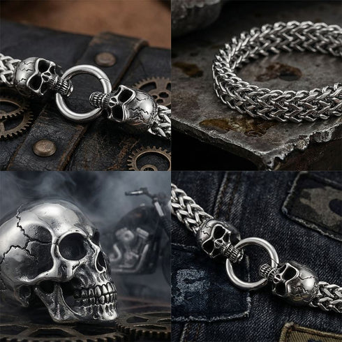 Hochwertiges Skull Armband aus Edelstahl für Herren mit glänzendem Finish