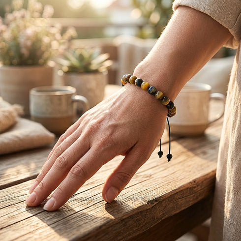 Uniqal Achat Mix Perlenarmband mit individueller Steinabfolge – natürliche Farbvariationen, einmalige Zusammenstellung
