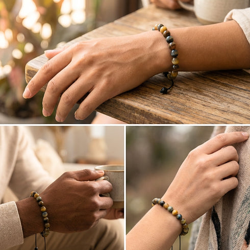Uniqal Unisex Armband aus Achat Mix mit persönlicher Ausstrahlung – organische Steinvielfalt ohne Wiederholung