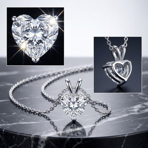 UNIQAL AMORA Silber Halskette mit funkelndem Herzschliff Moissanit als romantisches Geschenk für besondere Menschen. Valentinstag.