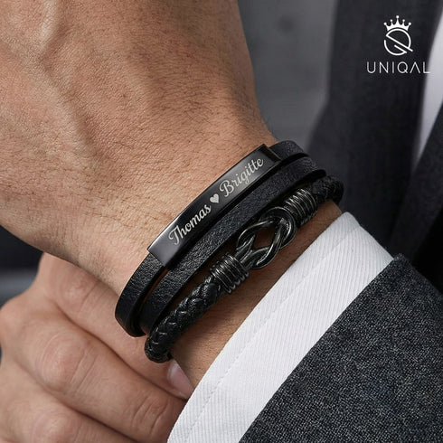 Uniqal APErion Nahaufnahme der Lederstruktur und Metallelemente, maskuliner Klassiker