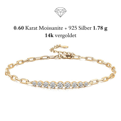 UNIQAL AURELIA vergoldetes Moissanit Armband mit harmonischem Steinverlauf und feiner Goldlinie
