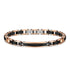 UNIQAL AURORA HOLZ BLACK Premium Armband aus Edelstahl, schwarzem Naturholz, Roségold und schwarzen Zirkonia.