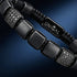 Schwarzer Achat Naturstein mit Zirkonia Details in Nahaufnahme modernes Armbanddesign mit personalisierbarem Verschluss