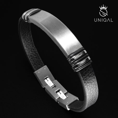 UNIQAL BLACK JACK maskulines Lederarmband mit schwarzem Edelstahlverschluss und modernem Design