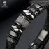 UNIQAL BLACK MAMBA Lederarmband mit individueller Namensgravur, hochwertigen Edelstahlelementen und Magnetverschluss