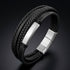 Uniqal BLACK OLIVE Armband mit Gravur – personalisierbares schwarzes Herrenarmband mit zentraler Metallplatte und markantem Mehrfachdesign.