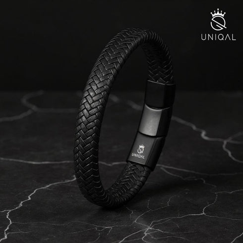 Uniqal Black Panther – elegantes Herren Lederarmband, ideales Geschenk für Partner, Freund oder Vater. Hochwertig verarbeitet, robust und modern – das perfekte Statement für Männer mit Haltung.