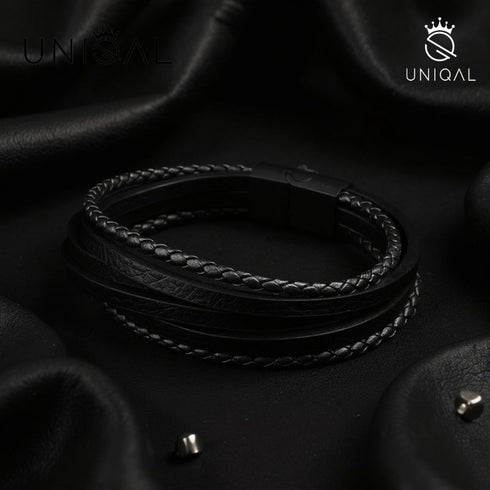 UNIQAL schwarzes Armband mit geflochtenem Design – Ausdruck von Understatement, Stärke & Persönlichkeit
