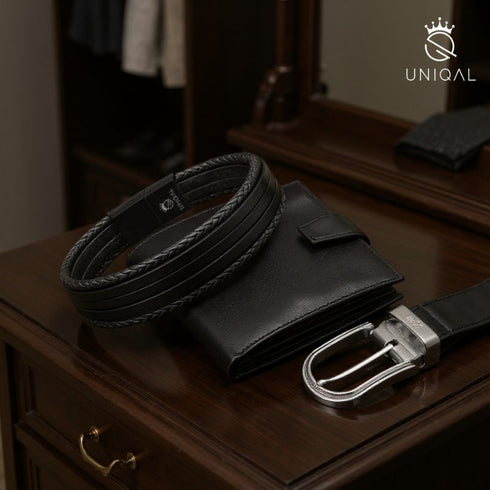 UNIQAL Armband aus Rindsleder mit Edelstahlverschluss – minimalistisches Schmuckstück für zeitlose Eleganz