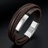 Uniqal BROWN OLIVE Armband für Männer – modernes mehrreihiges Herrenaccessoire mit braunem Flechtdesign und gebürsteten Metallelementen.