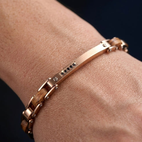 UNIQAL CALDO HOLZ ROSEGOLD Unisex Armband für stilbewusste Damen und Herren mit Sinn für leisen Luxus.