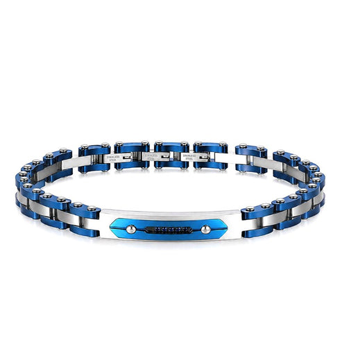 UNIQAL CATENA KERAMIK BLAU Herrenarmband aus 316L Edelstahl mit intensiven Farbakzenten und markanter Gliederform.Keramikelementen, Zirkonia und markanter Gliederstruktur.