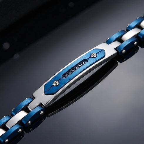 UNIQAL CATENA KERAMIK BLAU mit präzise eingefassten AAA-Zirkonia und raffinierter Schmuckverarbeitung der Luxusklasse.