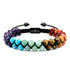 Zweireihiges Chakra Edelsteinarmband mit 7 Natursteinen für Damen und Herren unisex mit verstellbarem Makrameeverschluss und Gravur möglich