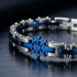 UNIQAL CORSO BLAU Hämatit Armband mit blauem Steuerrad – elegante Produktansicht in Silber, Blau und Anthrazit