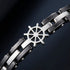 UNIQAL CORSO SILBER Edelstahl Armband – Detailansicht des maritimen Steuerrad-Motivs in Silber