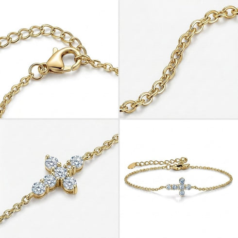 UNIQAL CRISTELLA vergoldetes Moissanit Armband mit eleganter Kettenform und Luxus Details