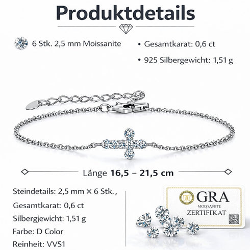 CRISTELLA Premium Moissanit Armband mit GRA Zertifikat, Karatangaben und hochwertigem Sterling Silber für exklusiven Damenschmuck