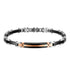 UNIQAL CROCE Herrenarmband aus schwarzem Edelstahl mit roségoldfarbener Mittelplatte und eleganter Gravurfläche in minimalistischer Luxusoptik