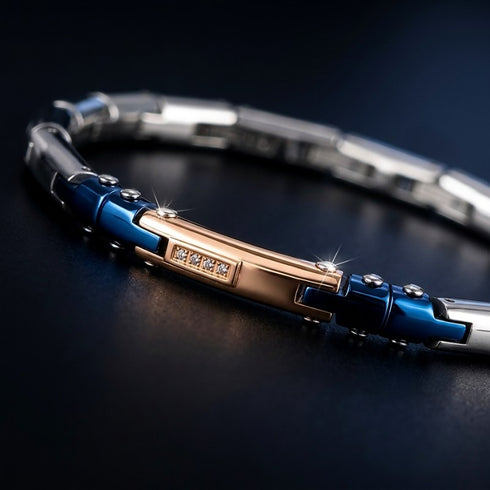 UNIQAL DANTE Designer Armband aus Edelstahl mit exklusivem Materialmix und hochwertiger Verarbeitung.