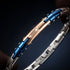 UNIQAL DANTE Premium Edelstahlarmband mit blauen Designelementen und funkelnden AAA-Zirkonia für moderne Eleganz.
