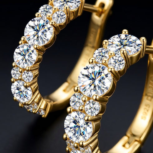 UNIQAL DIAMORA GOLD Detailaufnahme der präzise gefassten Steine mit intensiver Brillanz und hochwertiger Vergoldung