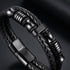 UNIQAL DOUBLE LAYER BLACK in Seitenansicht mit doppelter Lederflechtung und geschlossenem Magnetverschluss