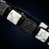 Makroansicht des UNIQAL Armbands mit weißem Howlith und schwarzen Zirkonia-Elementen