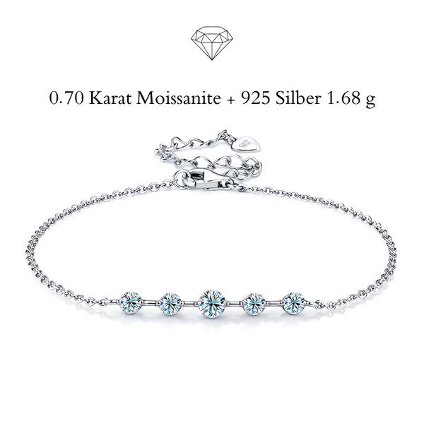 Uniqal Damenarmband mit 0,7 Karat Moissanit – elegante Diamant-Alternative aus echtem 925 Sterling Silber mit Weißgold-Veredelung