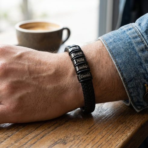 FAMILY PORTRAIT 5 Edelstahlringe Metallische Zwischenstücke fuer Namen, Daten oder Symbole mit Bedeutung