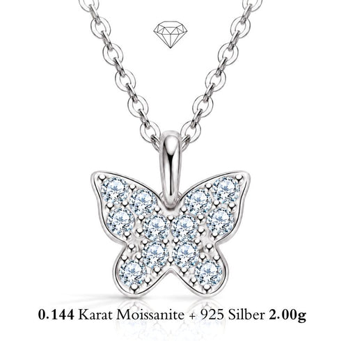 FARFALLA 14K GOLD Moissanit-Schmetterlingskette von UNIQAL aus vergoldetem 925 Silber – eine funkelnde Geschenkidee zu Weihnachten