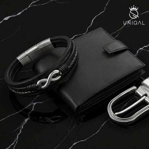 UNIQAL Lederarmband mit sicherem Magnetverschluss, modernes Unisex Schmuckstück mit Komfort und klarer Linienführung.