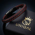 Uniqal FIRE Armband mit Gravur – schwarzes geflochtenes Herrenarmband mit roten Akzenten für einen kraftvollen und sportlichen Look.
