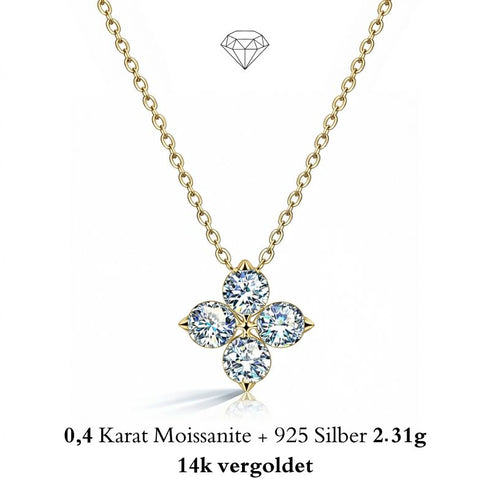 UNIQAL florale Moissanit Blütenkette mit 14K Vergoldung und brillantem Diamant Look